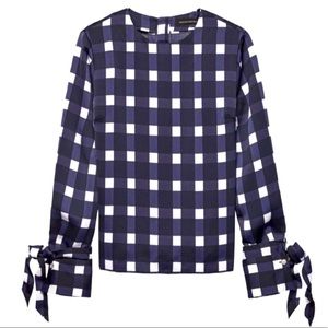 Banana Republic Navy Gingham Blouse